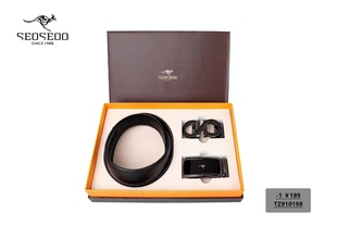 SEOSEOO皮带男真牛皮双头腰带自动扣带身无头皮带双面头层牛皮纹