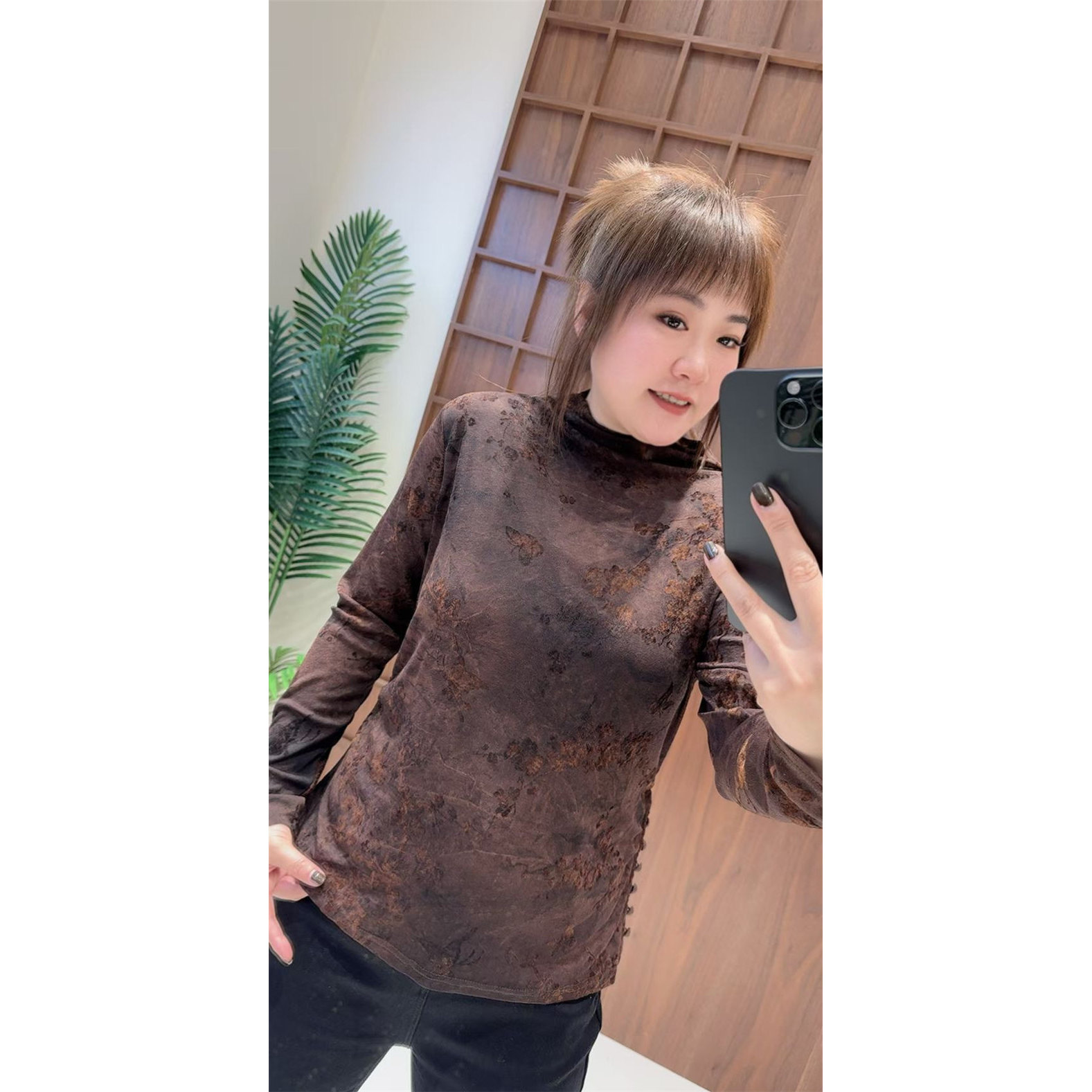 3921妃儿红2025冬季新款大码女装显瘦上衣时尚半高领打底小衫百搭