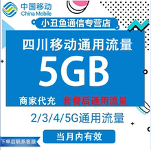 四川移动流量充值5GB流量包叠加包2/3/4/5G全国通用流量当月有效