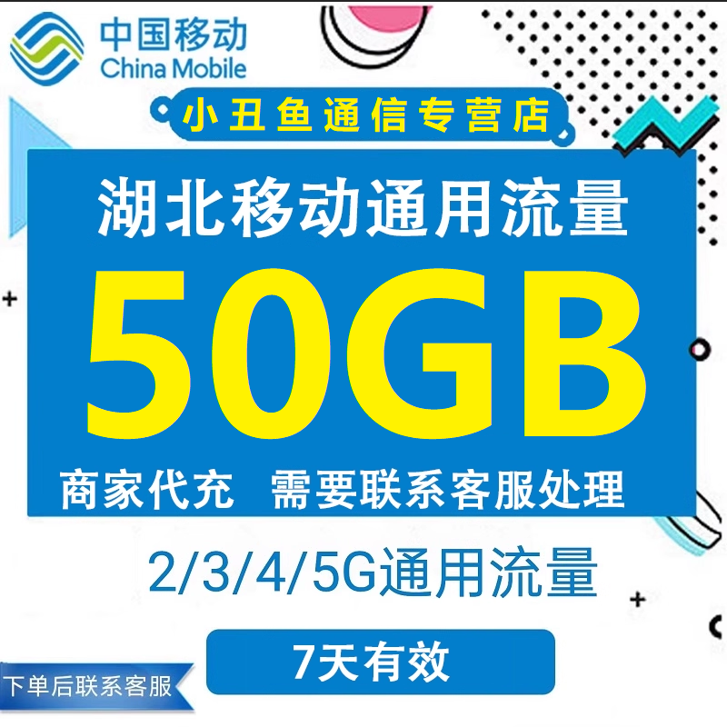 湖北移动流量充值50GB流量包叠加包2/3/4/5G全国通用流量当月有效