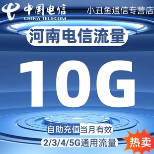 河南电信流量充值10GB包当月有效2G3G4G5G国内通用流量包可叠加