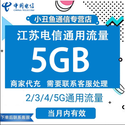 江苏电信流量充值5GB流量包3G4G5G全国通用流量叠加油包当月有效