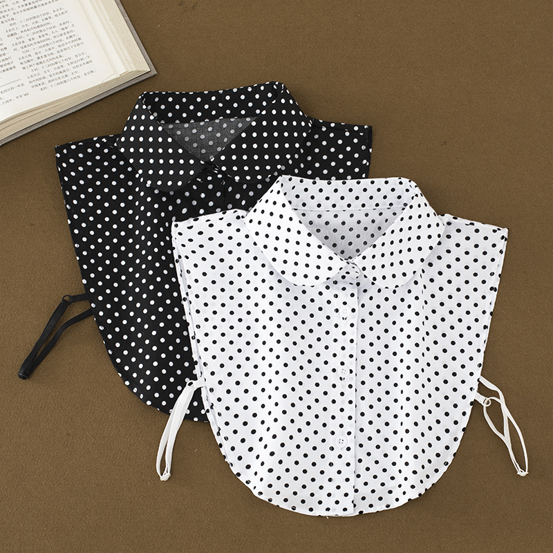 冬春韩版白色圆点系列荷叶假领子