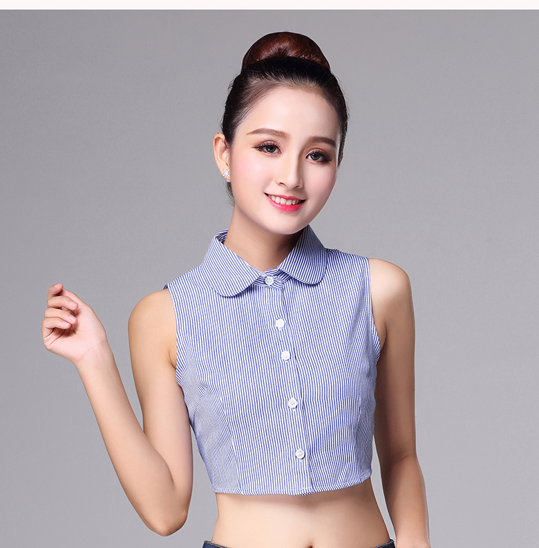 LRXN新款假领子条纹女衬衫