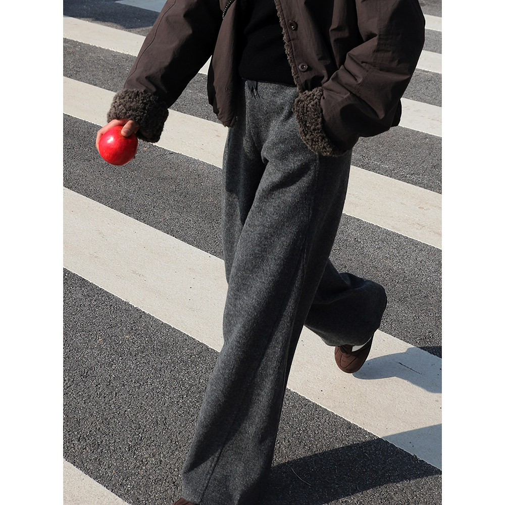 故岛羊毛阔腿裤女秋冬加厚高腰垂感宽松直筒卫裤休闲运动裤糯米裤,女装/女士精品,卫裤,淘宝优惠券,粉丝福利购,淘宝优惠卷