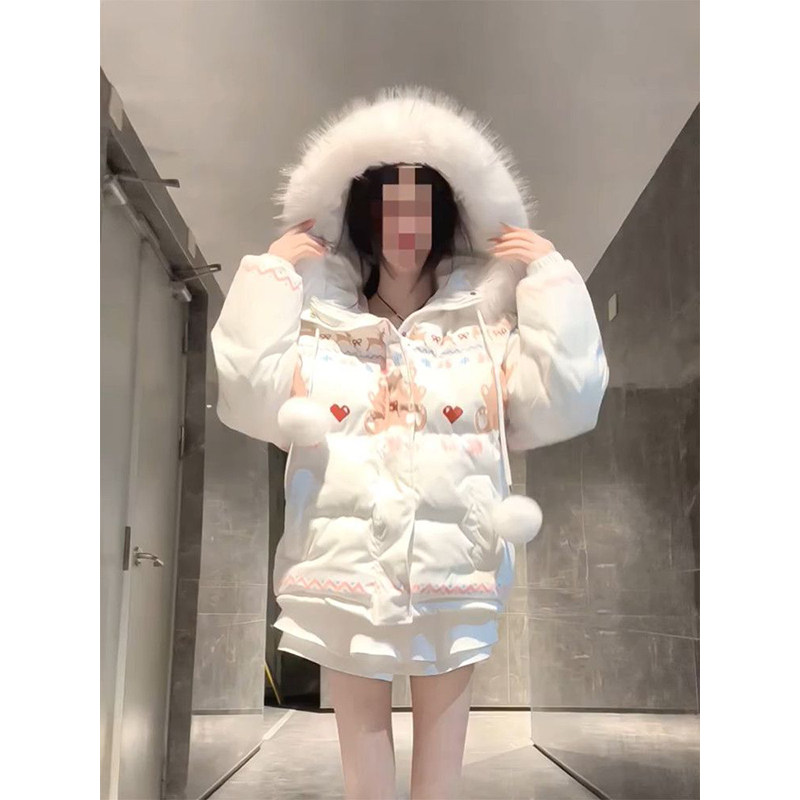 日系甜美费尔岛雪花小熊棉服时尚冬季百搭风宽松保暖新款棉衣外套,女装/女士精品,棉衣/棉服,淘宝优惠券,粉丝福利购,淘宝优惠卷