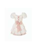 Spring girl style sweet gradient color bow tie dress for female students loose square neck puffy princess dress thumbnail 6