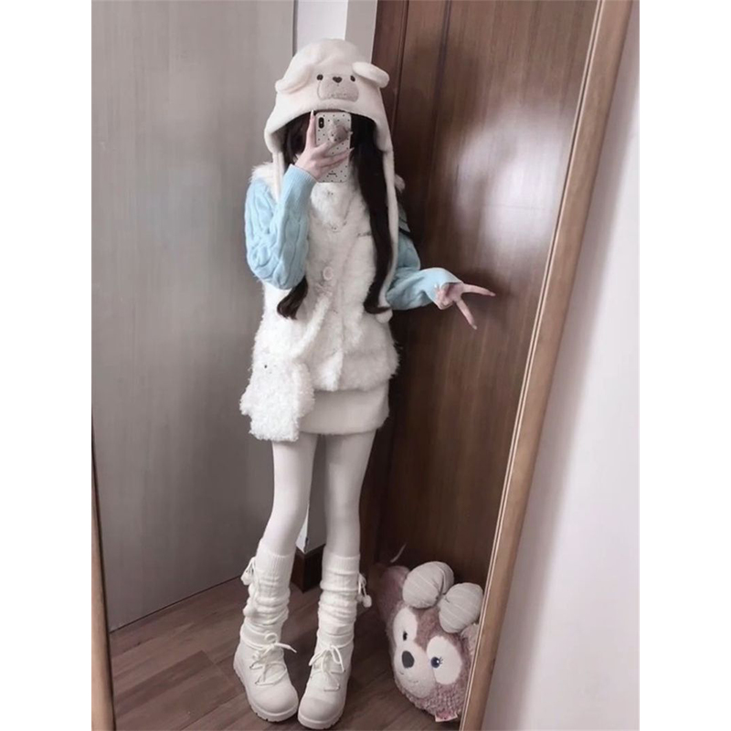 马甲毛茸茸背心女麻花开衫毛衣