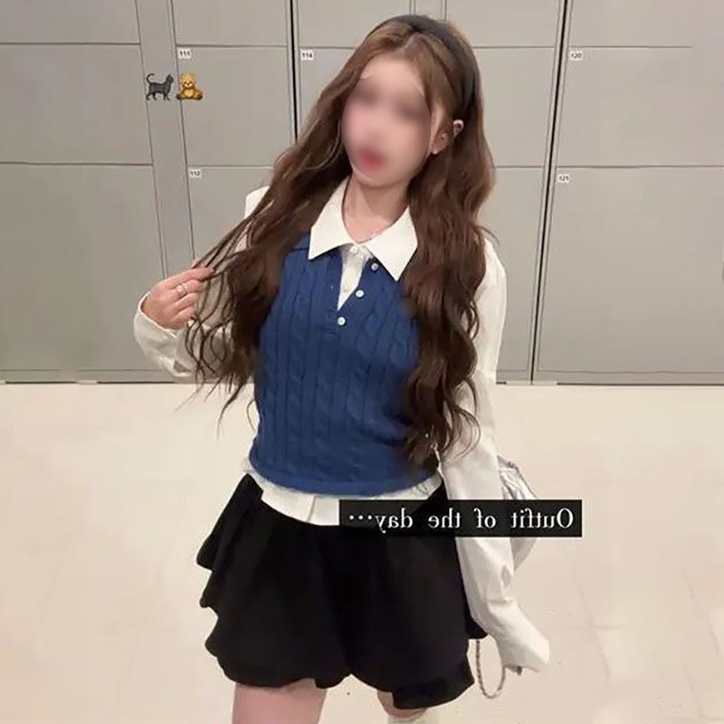 甜酷风氛围花苞半身裙女针织背心马甲毛衣女学生叠穿百搭长袖衬衫,女装/女士精品,时尚套装,淘宝优惠券,粉丝福利购,淘宝优惠卷