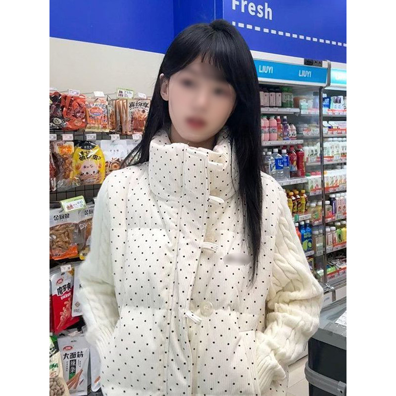 学院少女风波点杏色拼接针织麻花棉服百搭保暖设计小个子加厚棉衣,女装/女士精品,棉衣/棉服,淘宝优惠券,粉丝福利购,淘宝优惠卷