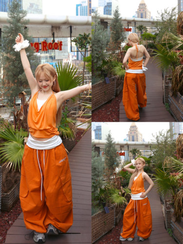 BLACKBOX原创【多巴胺】橘色美式工装裤百搭阔腿辣妹街舞爵士舞