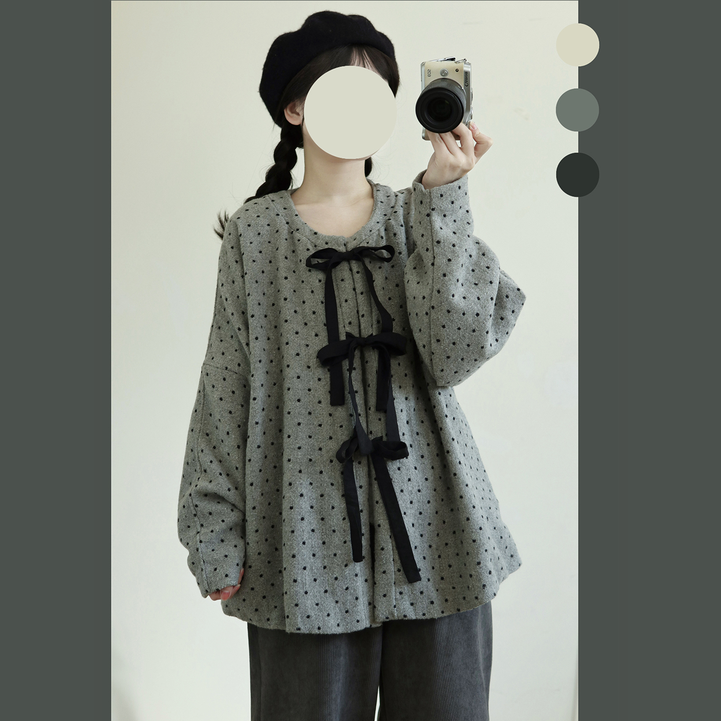 梦屿盛[小丸子]秋冬汉服圆领弓袋袖加绒明制日常改良直筒裤有口袋