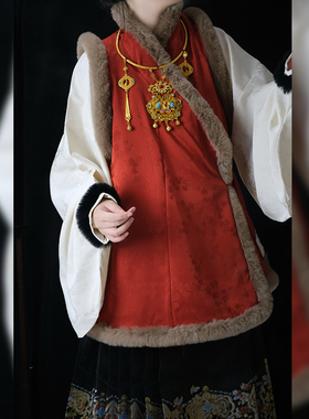 梦屿盛原创汉服女日常明制交领刺绣比甲交领琵琶袖里衣秋冬