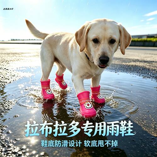 拉布拉多专用狗狗雨鞋脚套小狗鞋子外出软底甩不掉夏季透气狗鞋套