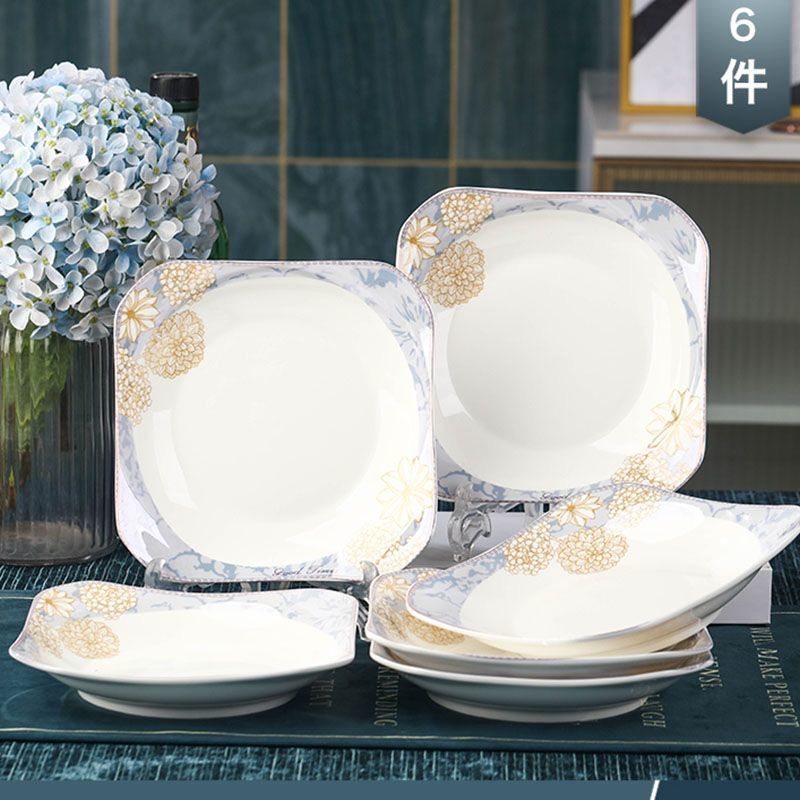 时光漫步8英寸盘子汤盘方盘菜盘 家用陶瓷简约创新轻奢碟子餐具,餐饮具,盘,淘宝优惠券,粉丝福利购,淘宝优惠卷