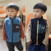 山系户外风小童宝宝摇粒绒立领马甲2026秋季 男童女童保暖拉链背心