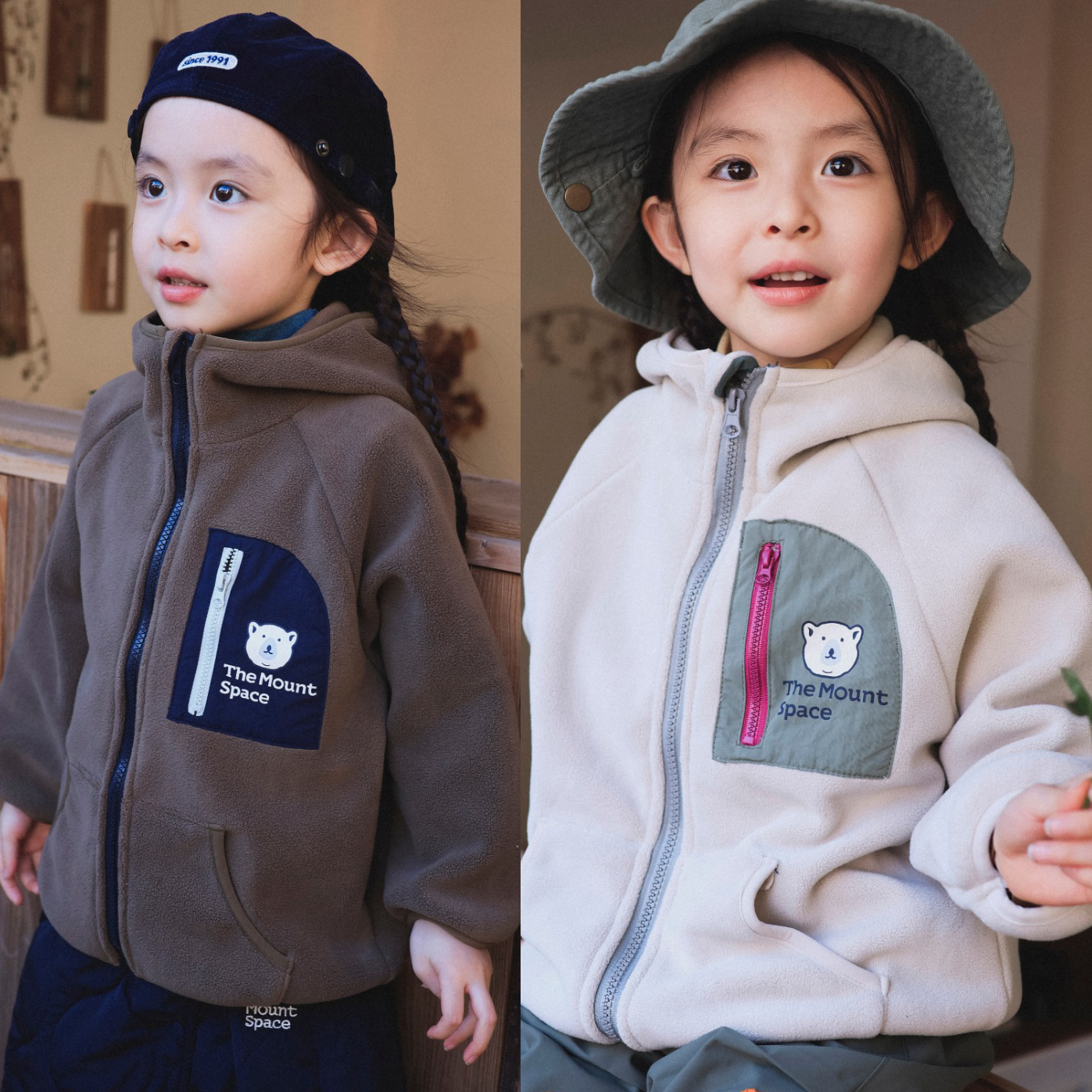 山系儿童双面奥粒绒连帽外套2025冬装男女童加绒加厚保暖立领棉服