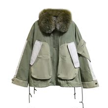 工装风狐狸毛领可拆卸内胆冬羽绒服1