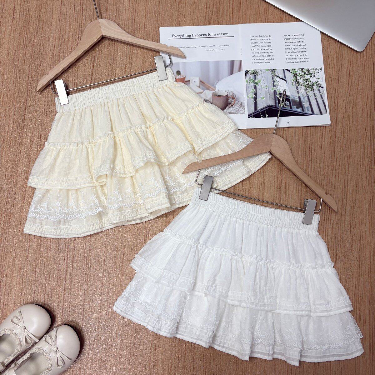 中裙 春夏新款2026韩系蕾丝花边拼接蛋糕裙甜美减龄小个子短裙