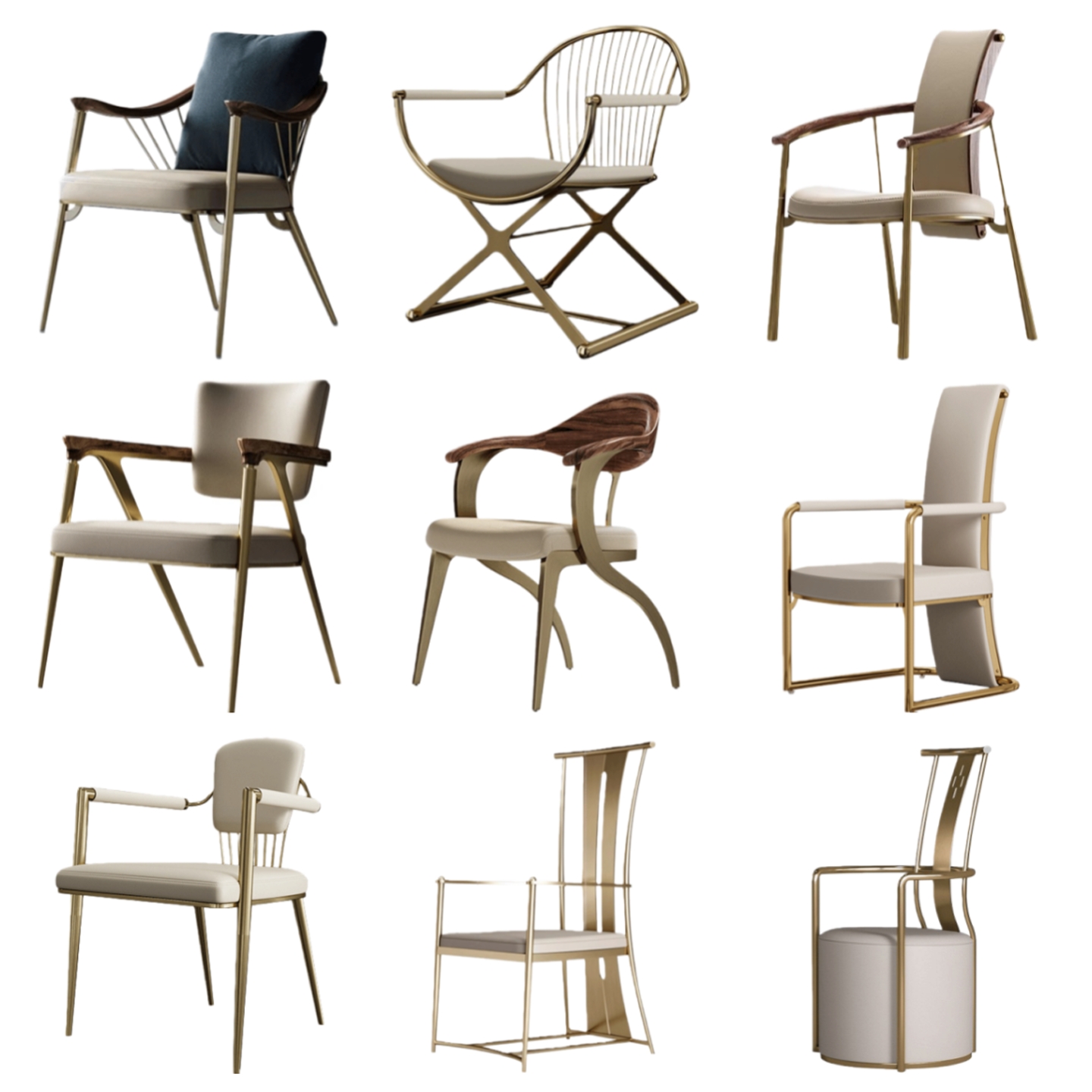 现代轻奢家用不锈钢茶台主人椅子