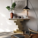 轻奢玄关台家用入户不锈钢高端设计师玄关桌天然大理石台面极简风