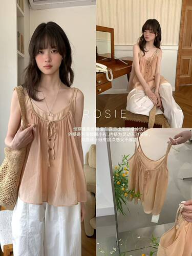 Rosie/Olive正品～露思同款韩版吊带背心+小衫两件套无袖+休闲裤