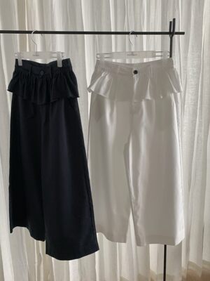LOST LAND正品～屁帘花边九分裤百搭纯色韩系直筒休闲裤26夏季