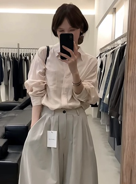 现货！low flat正版～浅粉色口袋衬衫天丝衬衣宽松休闲百搭8157