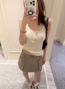 oker章壳儿正品～高捻麻感针织背心百搭纯棉韩系26夏季新款A777
