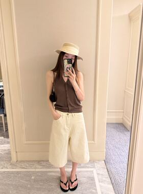 oker章壳儿正品～休闲中裤百搭韩系纯棉简约26夏季新款A690