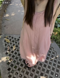 现货！oker章壳儿正品～粉色连衣裙韩系甜美中长款背心裙A866