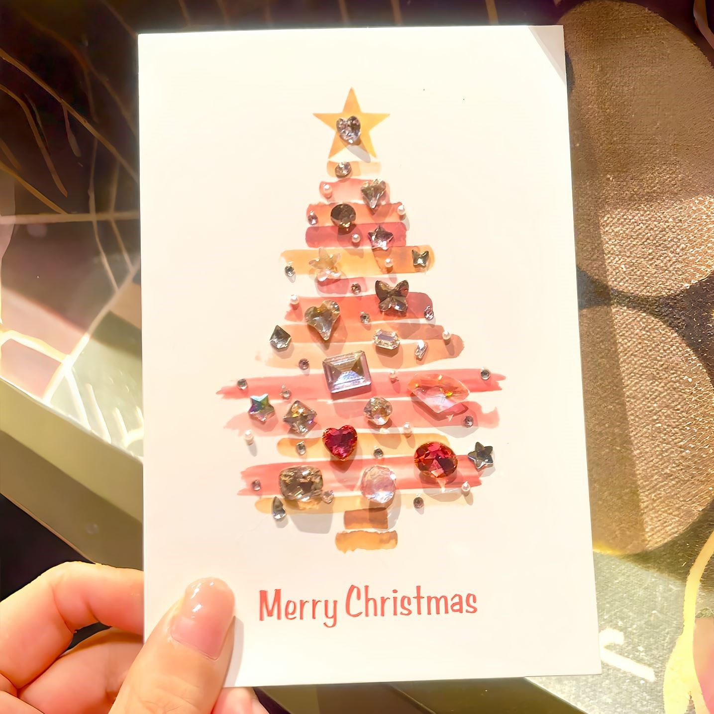 彩钻圣诞贺卡高级感留言小卡片圣诞节礼物精致创意设计高颜值ins