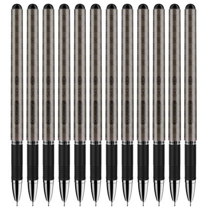 得力S43中性笔商务办公水性笔0.38mm签字笔学生黑色水笔12支装