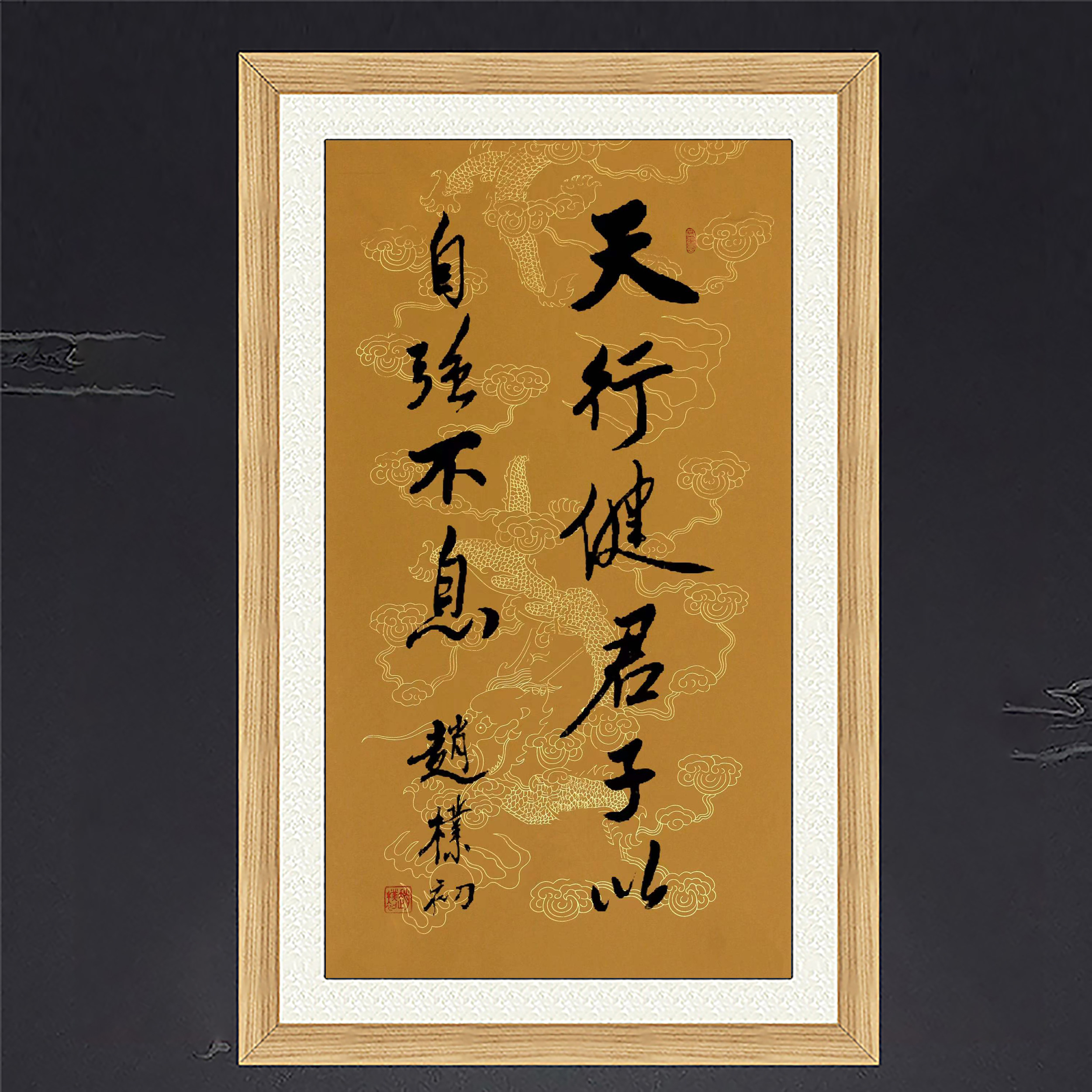 琢璞堂客厅办公室挂画手写临摹赵朴初书法天行健君子以自强不息