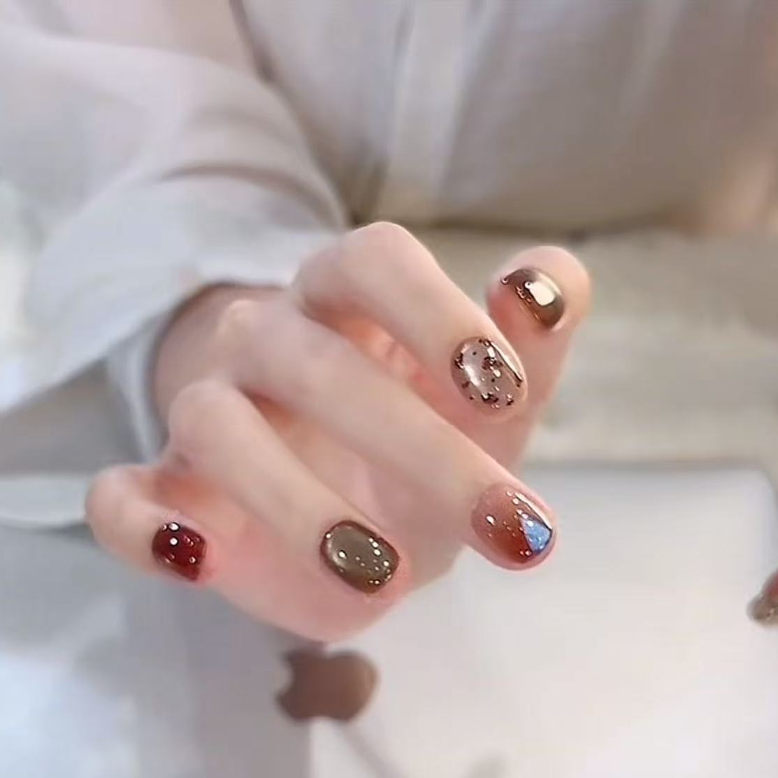 琥珀流光纯手工穿戴美甲