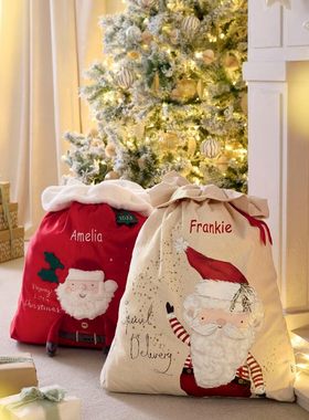英国贵族品牌mamas&papas新款圣诞袋子 圣诞袜 精致棉麻质地