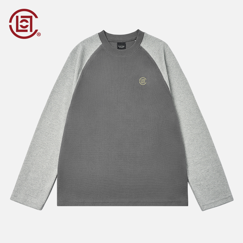 CLOT水波纹肌理插肩袖长袖T恤