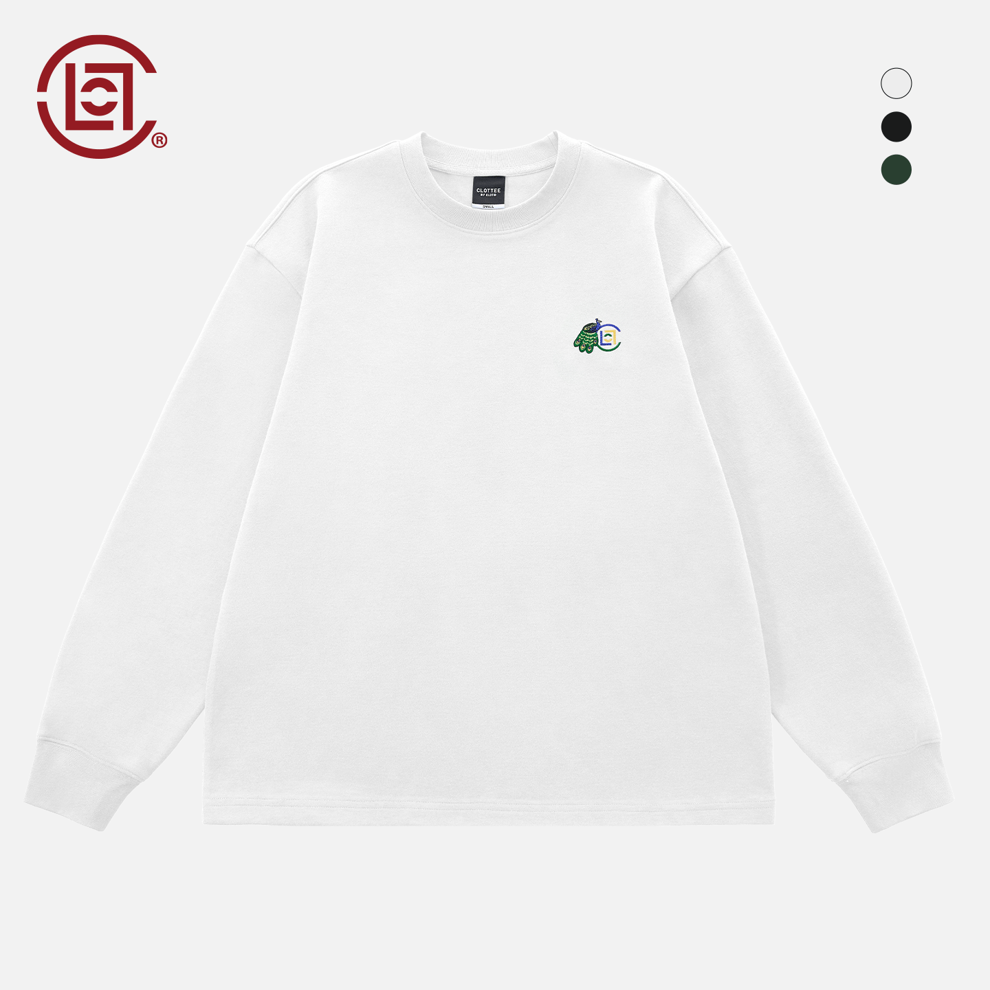 【CLOTTEE by CLOT】孔雀刺绣长袖T恤 男女同款 微磨毛 瑞系列