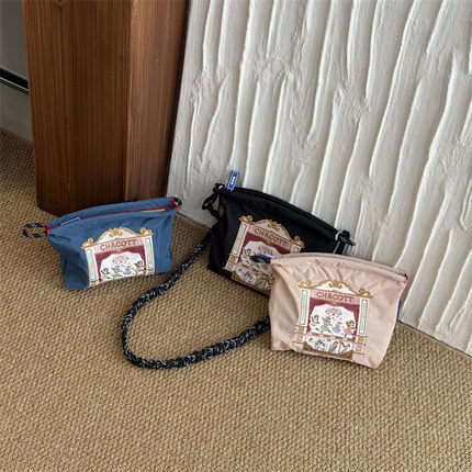 新款ball chain可爱跳舞猫芭蕾舞刺绣环保购物袋斜挎手提包化妆包