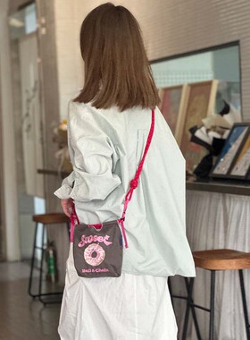 ball chain刺绣mini款带肩带可斜挎包迷你尼龙手提女小包小号布袋