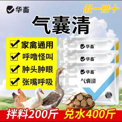 华畜气囊清鸡鸭鹅鸽子鹌鹑芦丁鸡禽类张嘴呼吸呼噜怪叫饲料添加剂