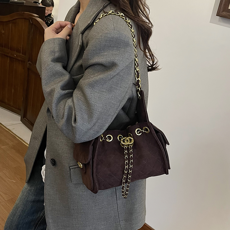 复古菱格链条小方包女