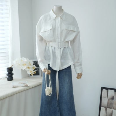 【天空之境】100亚麻白色衬衫