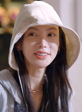 金晨同款遮阳防紫外线渔夫帽可折叠系带防晒盆帽春夏后开叉水桶帽