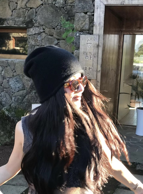 康赛妮山羊绒帽子女云朵感保暖针织帽男堆堆帽冷帽百搭纯色休闲帽