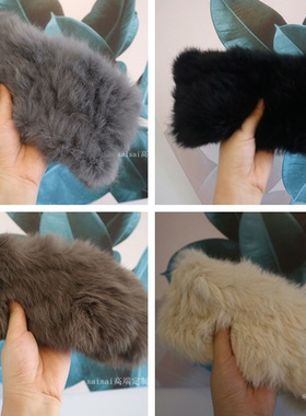 胡斑晚晚同款兔毛皮草发带白色真毛保暖百搭外出空顶毛绒帽头箍