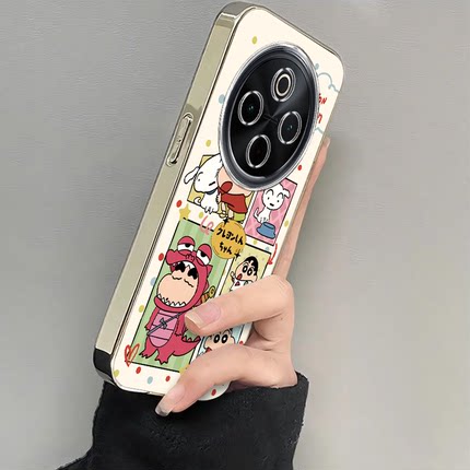 适用vivoy300Pro手机壳新款y200/y78/y77e插画小新y76s硅胶套vovoy66y73sy71t防摔y93s85a女y70s电镀m+