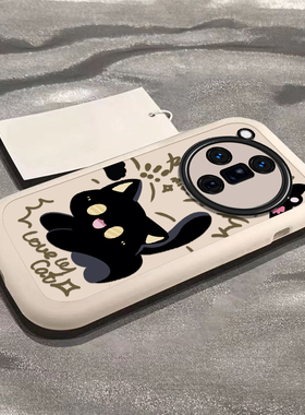 适用oppofindx7手机壳新款FindX6pro泡芙壳硅胶x3惊吓黑猫保护套opopFIND X5 Pro全包防摔opp0pp0ppofandx女