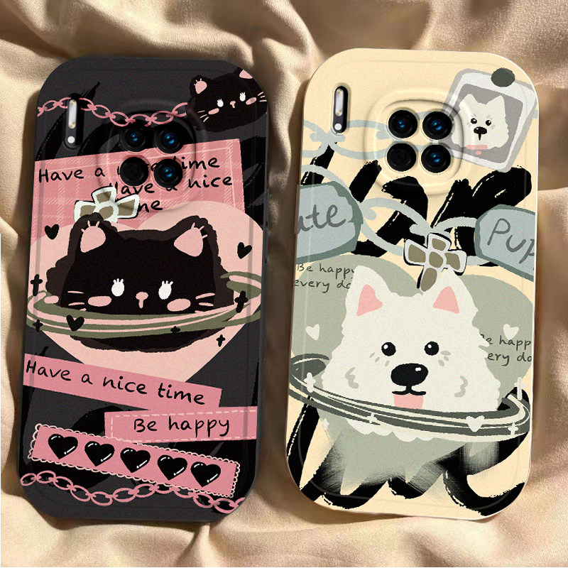 适用华为mate30手机壳新款mate30pro保护套mate30Epro全包防摔meta40女生5g硅胶外壳mt50锁链猫狗60por曲面屏