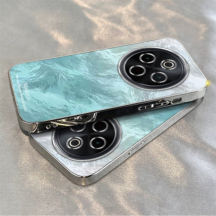 适用vivoy300Pro手机壳新款y200/y78/y77e渐变冰川蓝y76s硅胶套vovoy66y73sy71t防摔y93sviviy85a女y70s电镀m